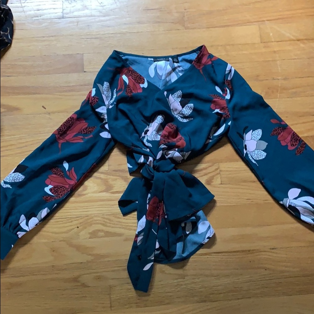 Green wrap Halogen blouse